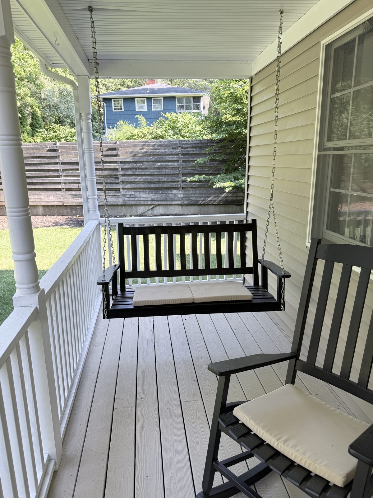 Finished porch swing and mailbox installation
